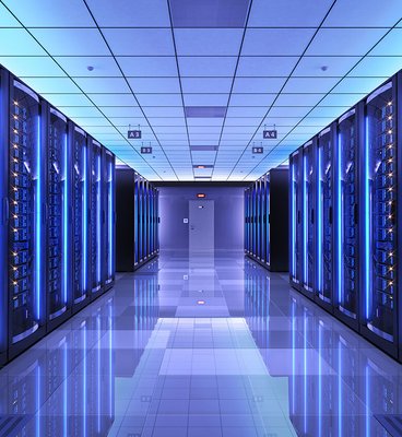 Server racks in server room data center