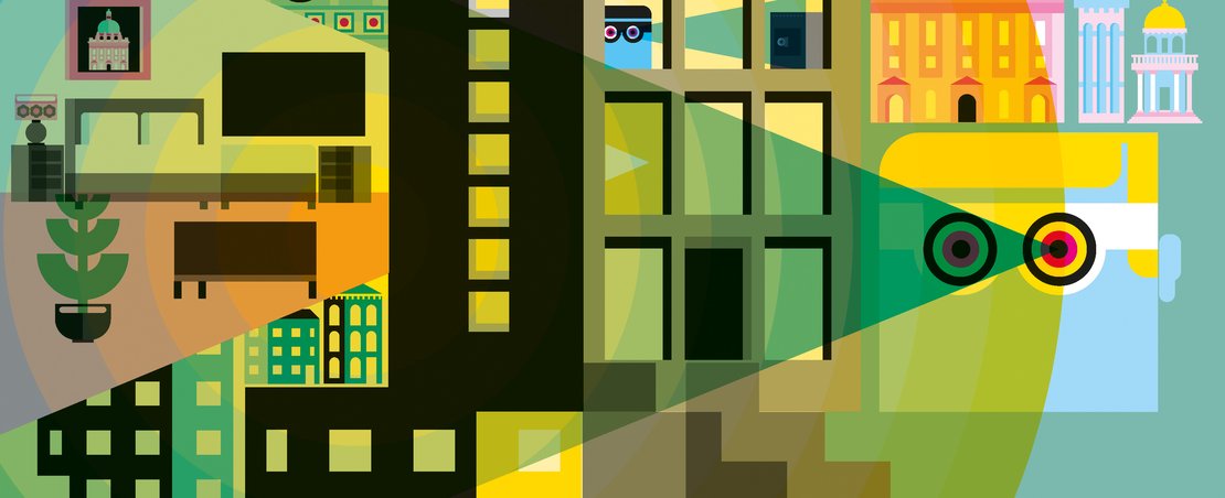 Futuristic abstract illustration of cities and buildings