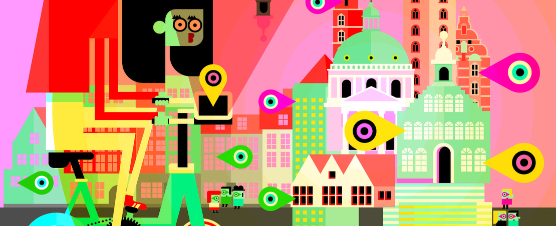 Abstract Iillustration of future characters and cities