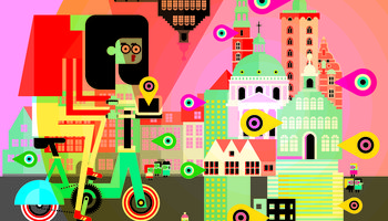 Futuristic abstract illustration of cities and buildings