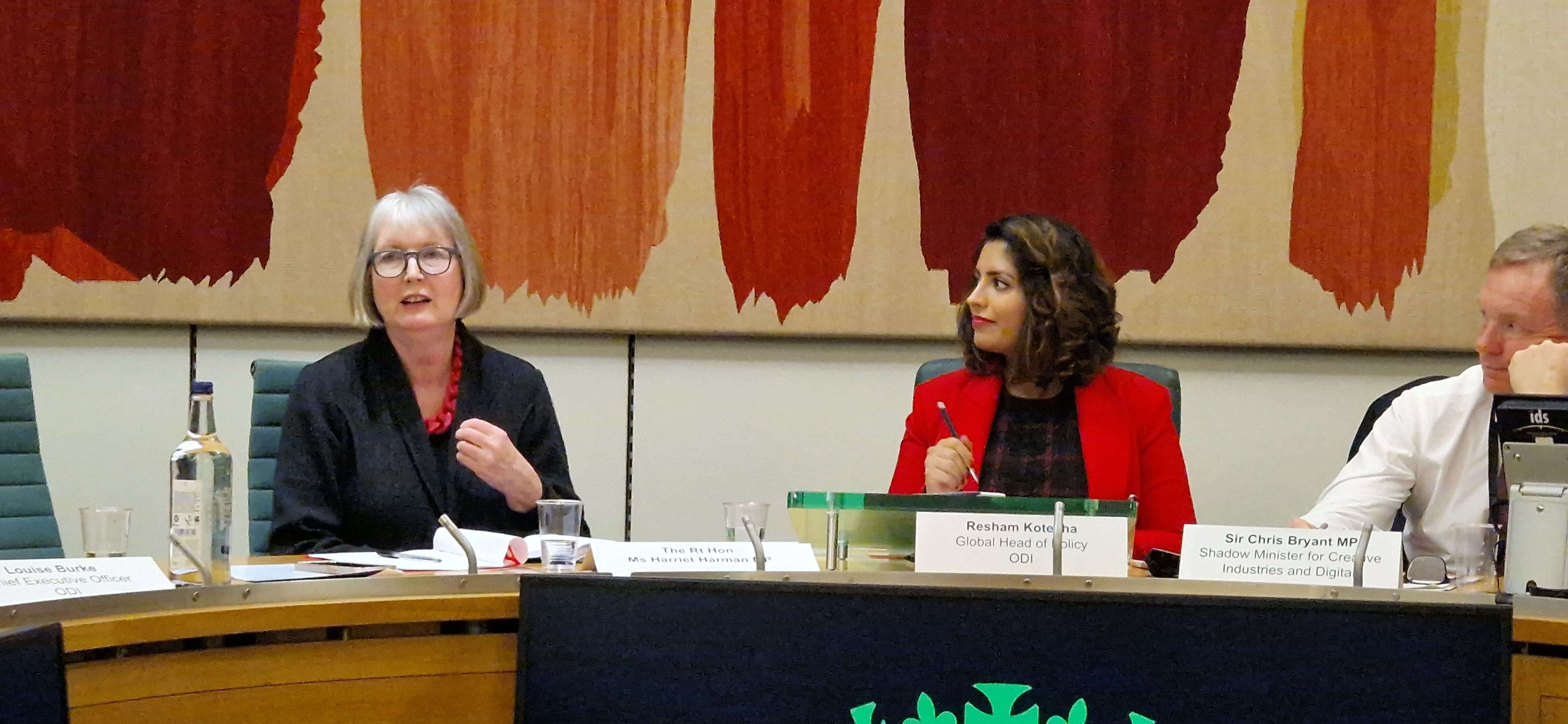 Harriet Harman MP speaks at the ODI's manifesto launch in Westminster
