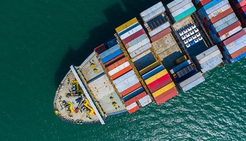 Container cargo ship carrying container for import and export, b