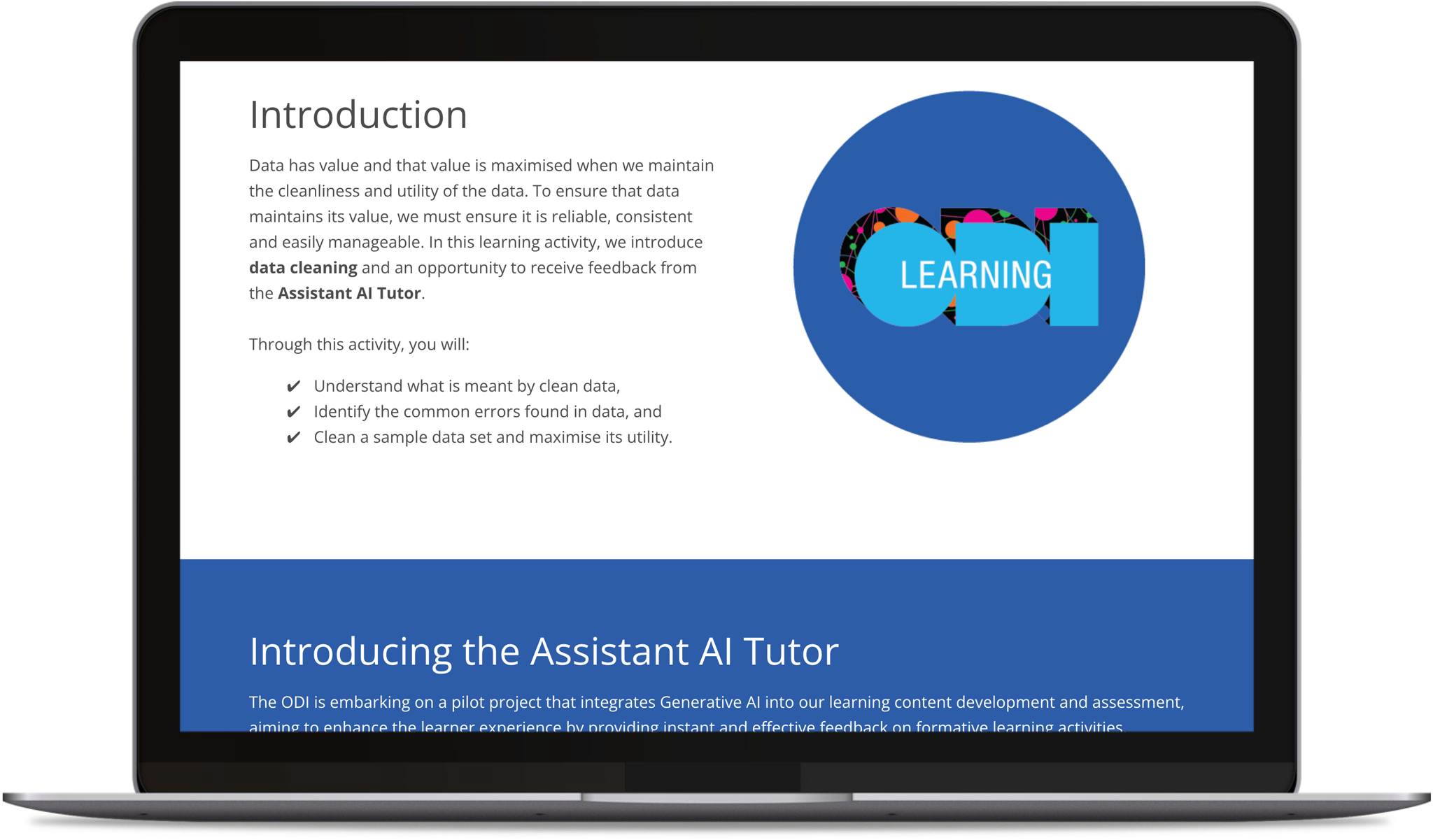 Assistant AI tutor screen shot