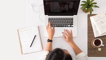 woman working on laptop