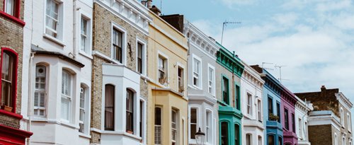 Terraced house painted different colours