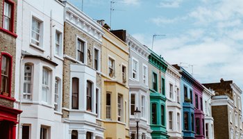 Terraced house painted different colours