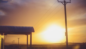 electricity pylon, sunset