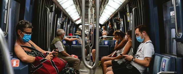 Masks on train