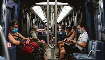 Masks on train