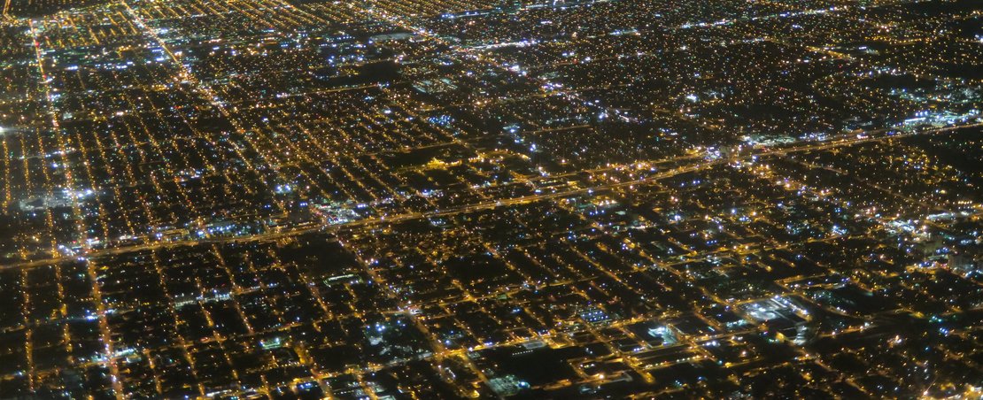 City from above at night