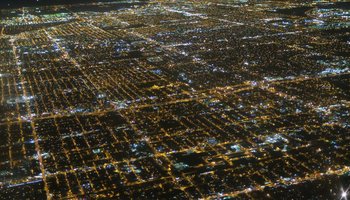 City from above at night
