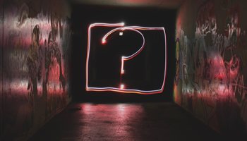 Neon light sign - question mark