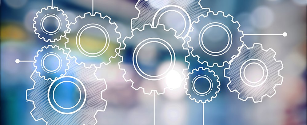 Heap of digital gears on background
