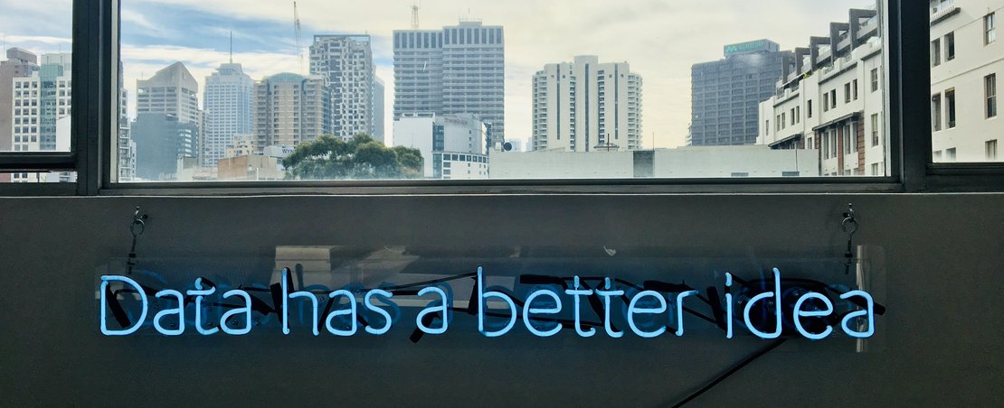 'Data has a better idea' in blue neon lights