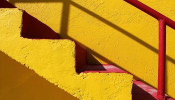 yellow concrete stairs