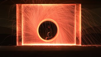 Orange metal lights, circle