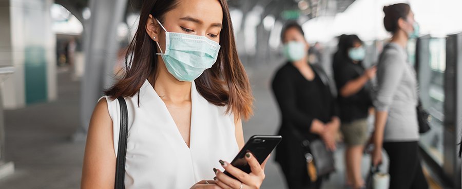 Coronavirus(Covid-19) concept, Asian woman wearing protective fa