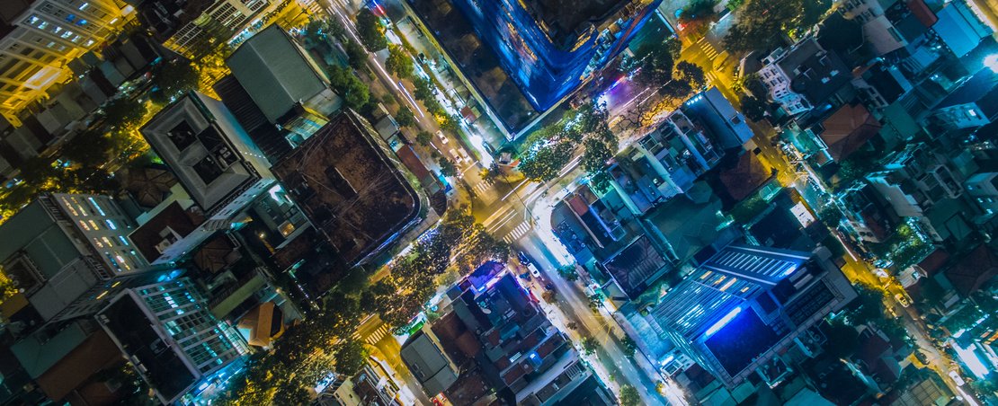 City at night from above